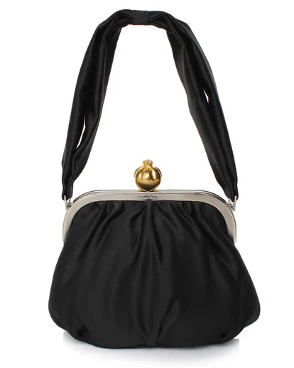 Pomegranate on Black Satin Bella Hand Bag