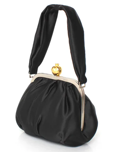 Pomegranate on Black Satin Bella Hand Bag - Image 2