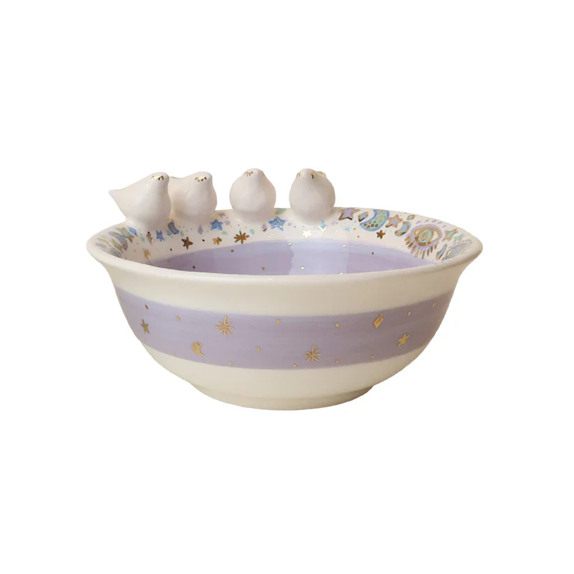 Purple 3D Bird Ceramic Bowl | Small