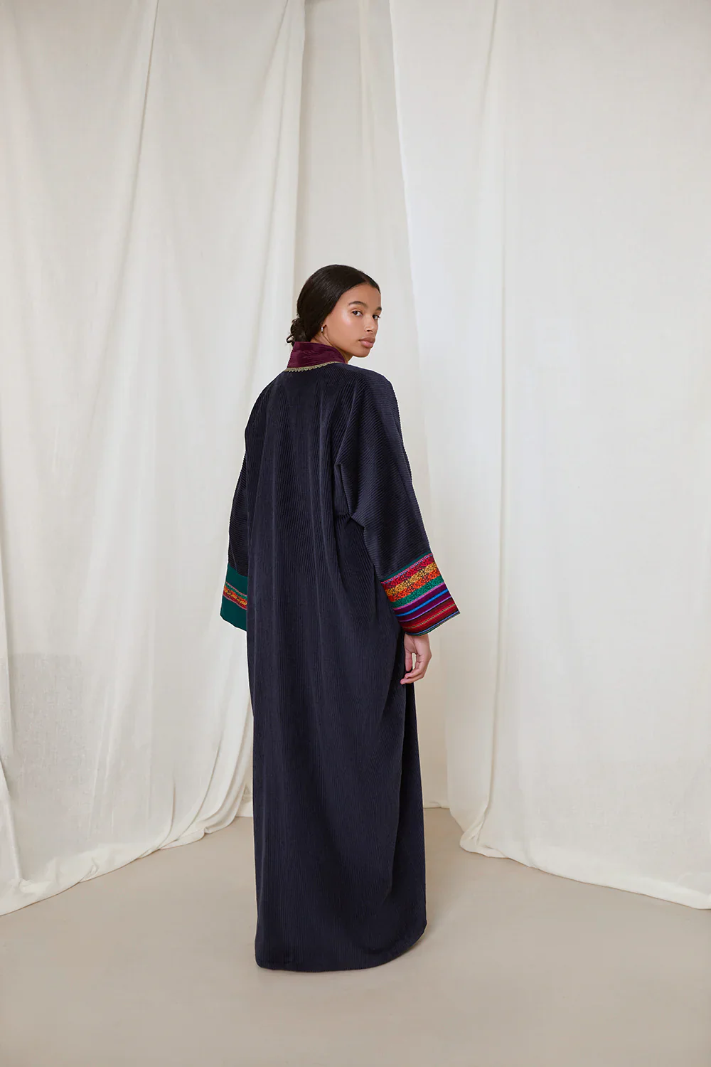 Purple & Khaki Green Ezra Abaya - Image 2