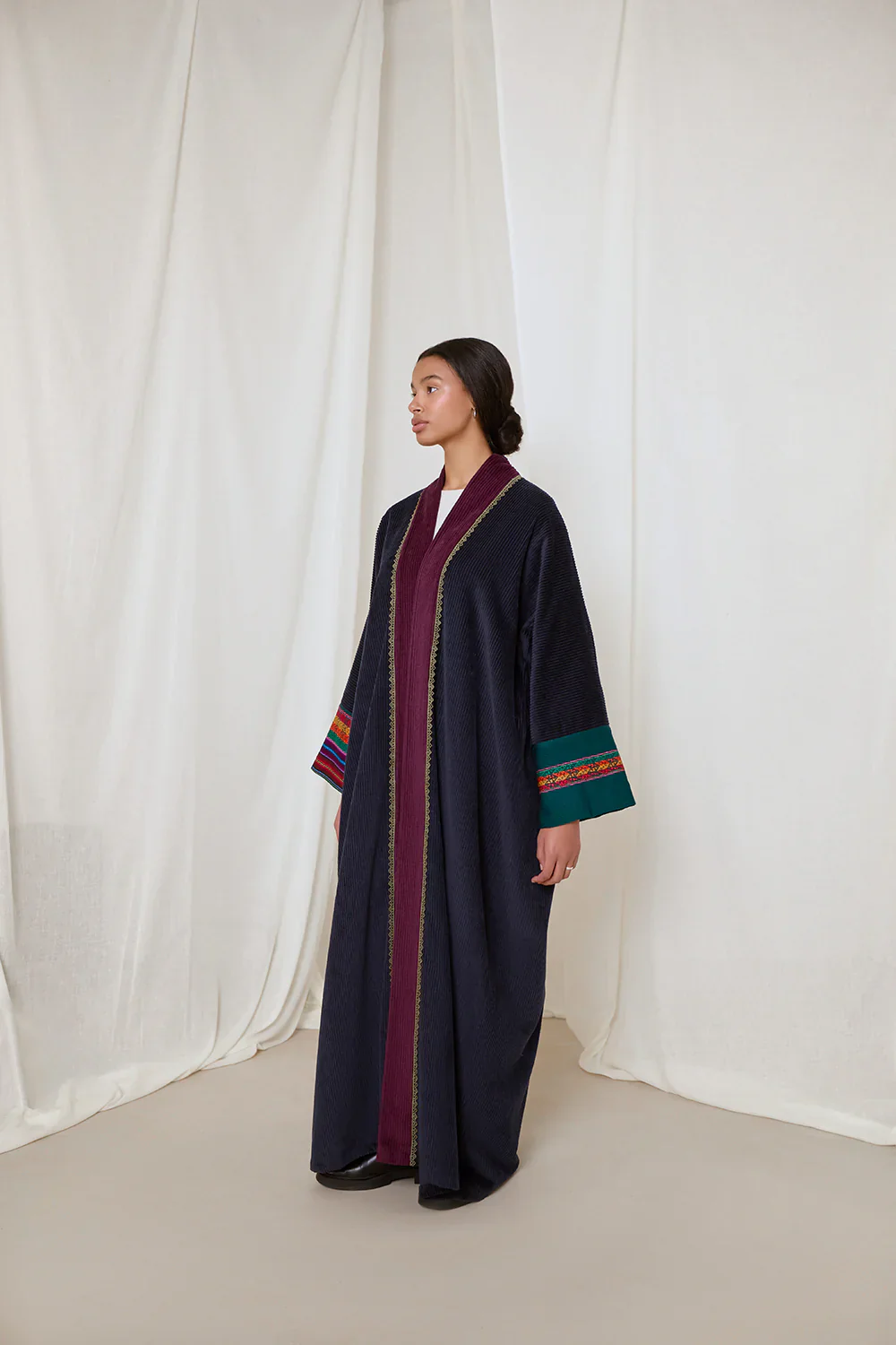 Purple & Khaki Green Ezra Abaya - Image 3