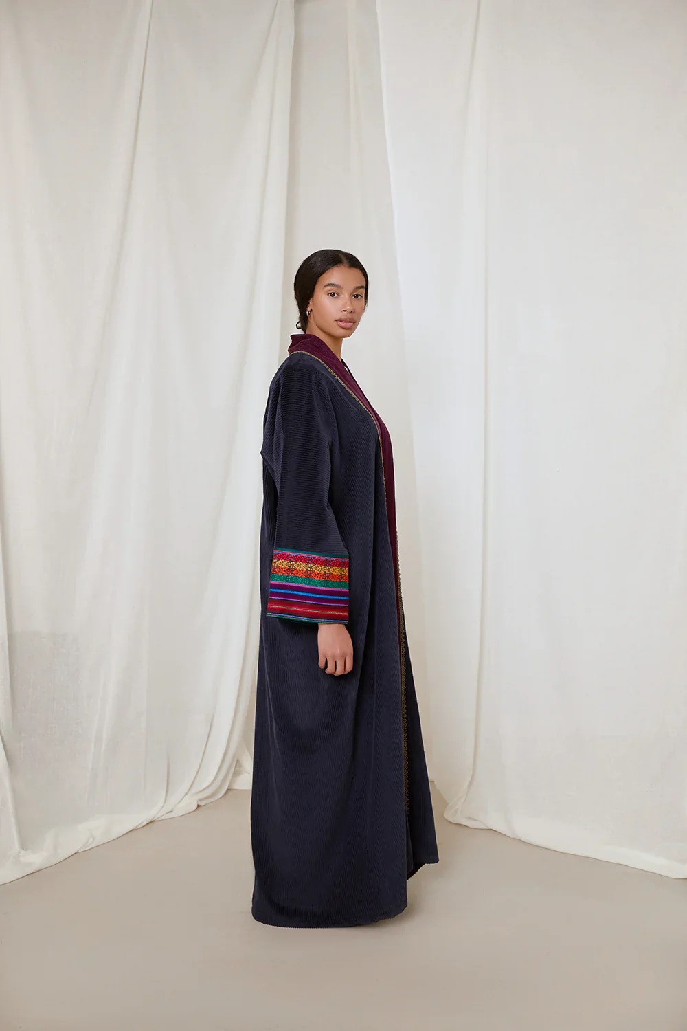 Purple & Khaki Green Ezra Abaya - Image 4