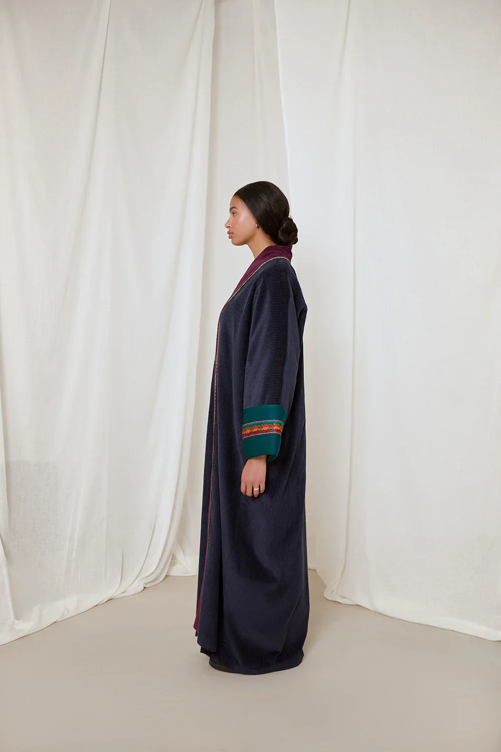 Purple & Khaki Green Ezra Abaya - Image 5