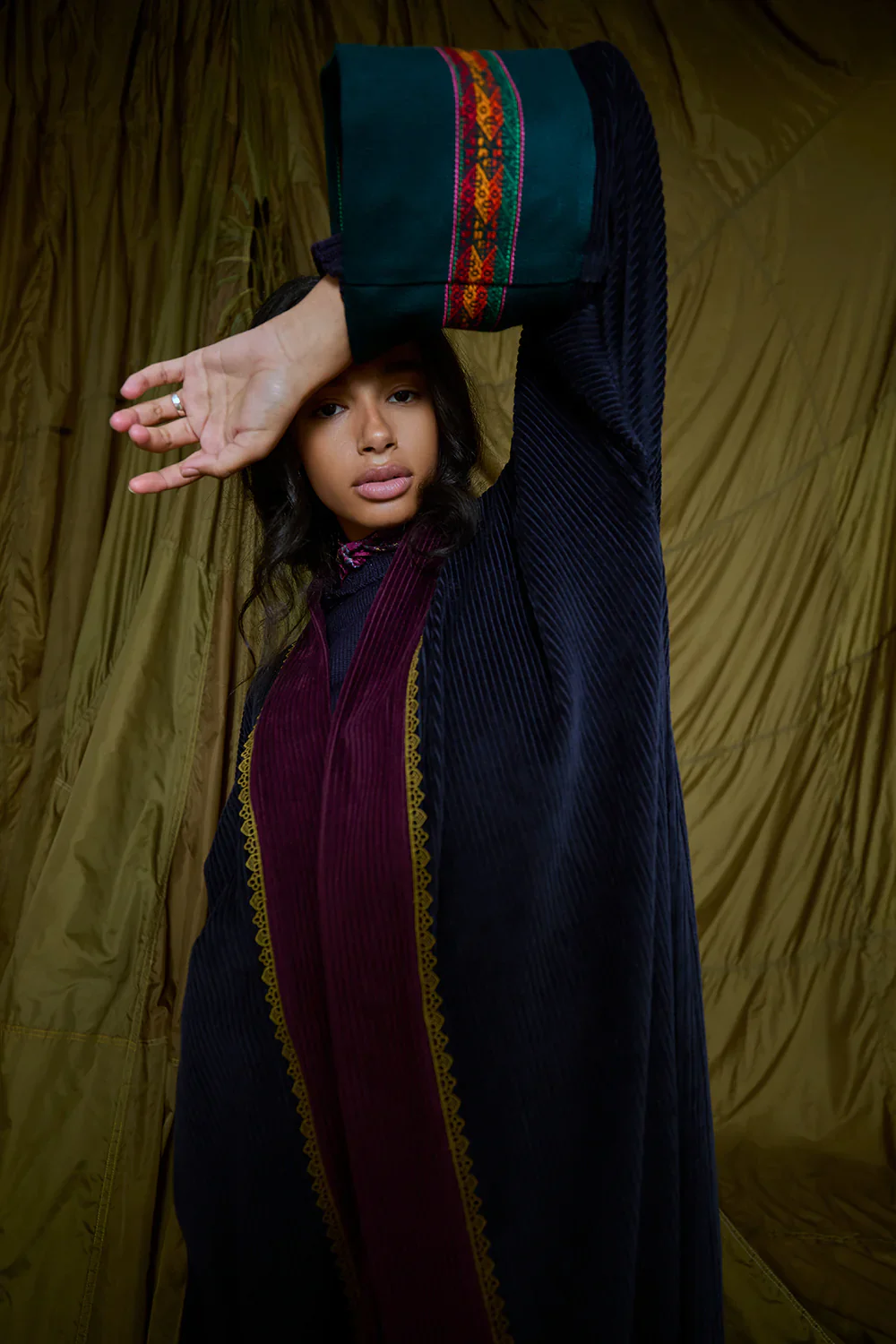 Purple & Khaki Green Ezra Abaya - Image 6
