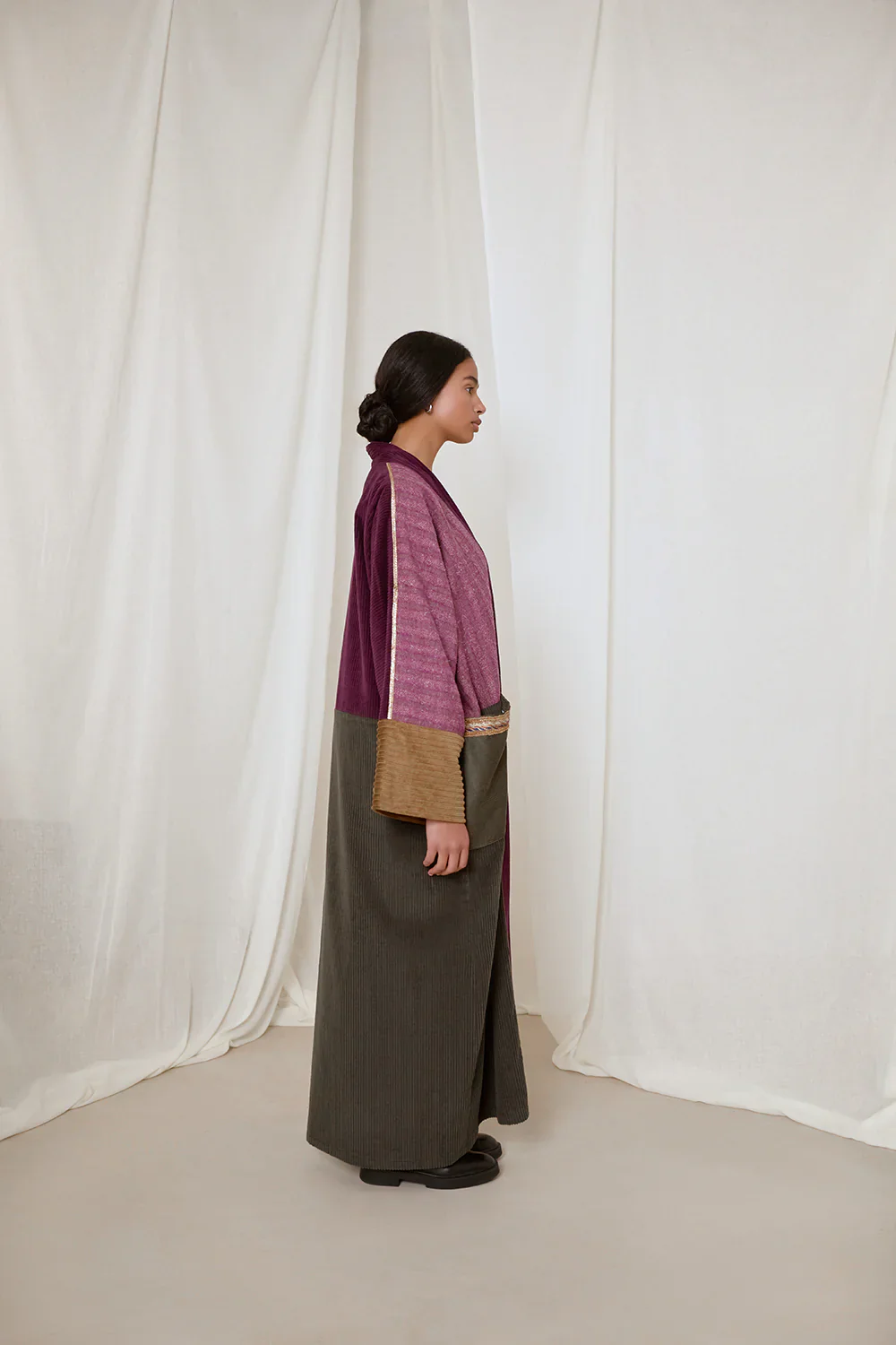 Purple & Khaki Green Saoirse Abaya - Image 3