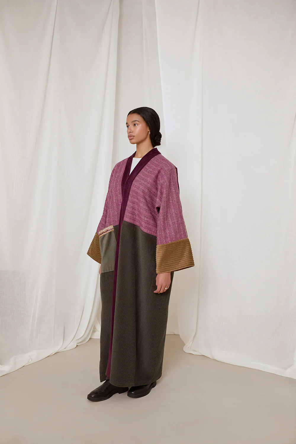 Purple & Khaki Green Saoirse Abaya - Image 5
