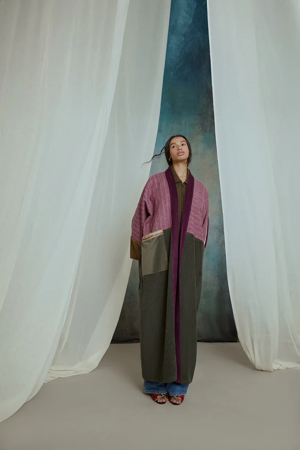 Purple & Khaki Green Saoirse Abaya - Image 7
