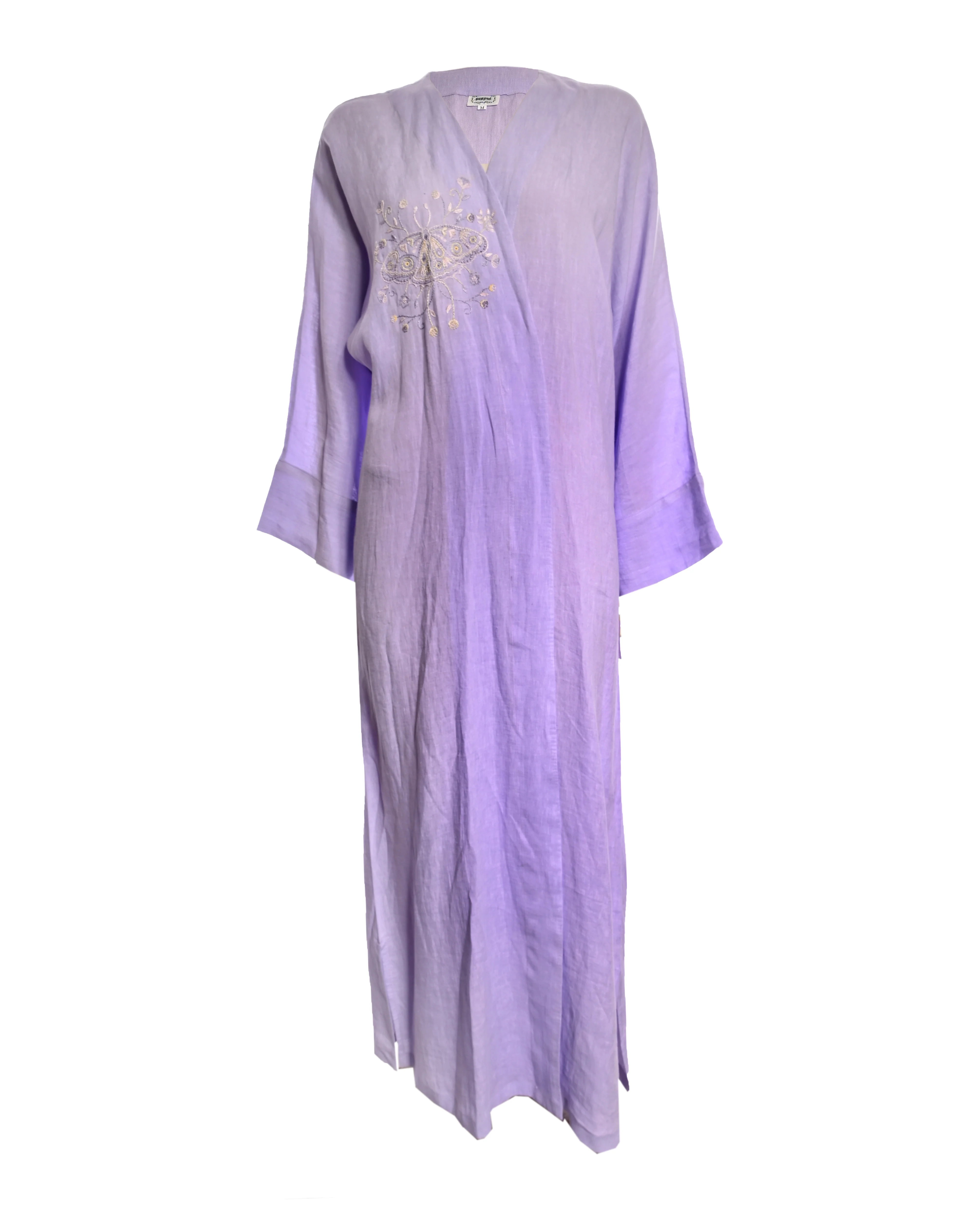 Purple Linen Embroidered Abaya