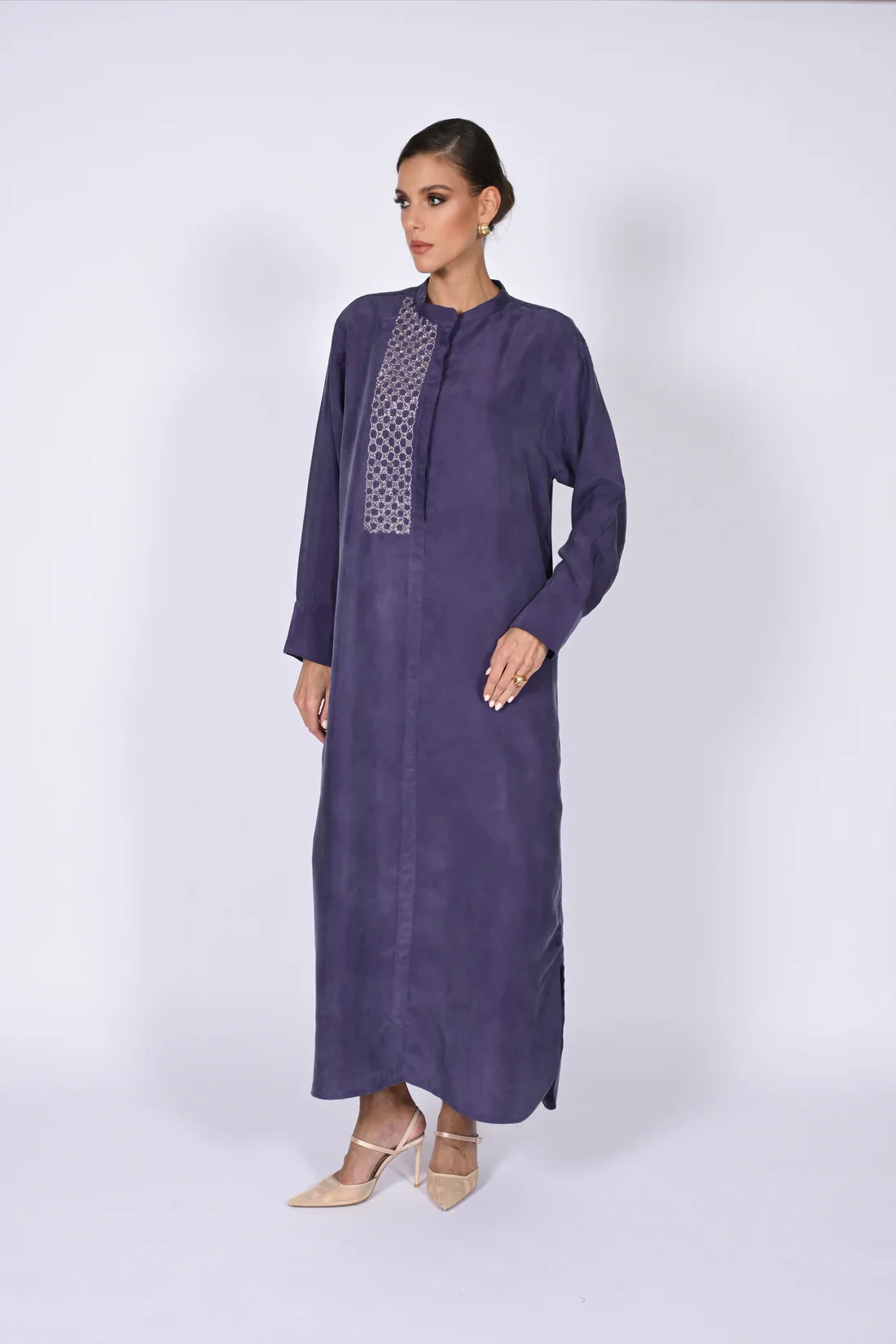 Purple Mao Washed Silk Kaftan - Image 2