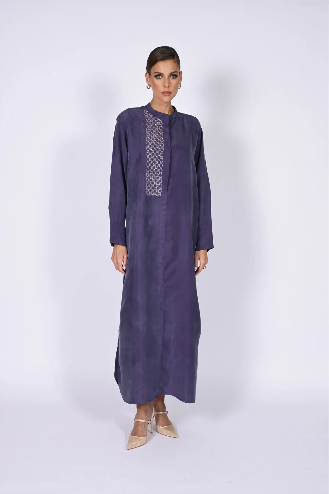 Purple Mao Washed Silk Kaftan - Image 6