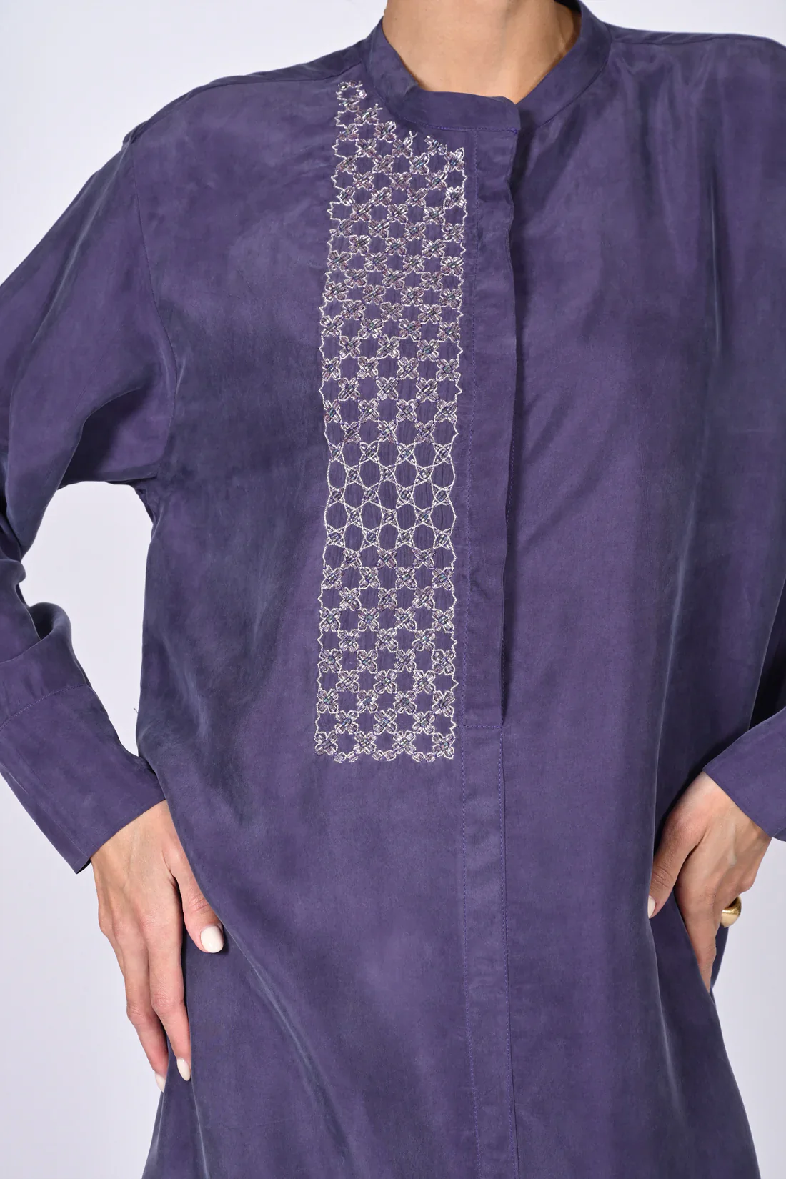 Purple Mao Washed Silk Kaftan - Image 7