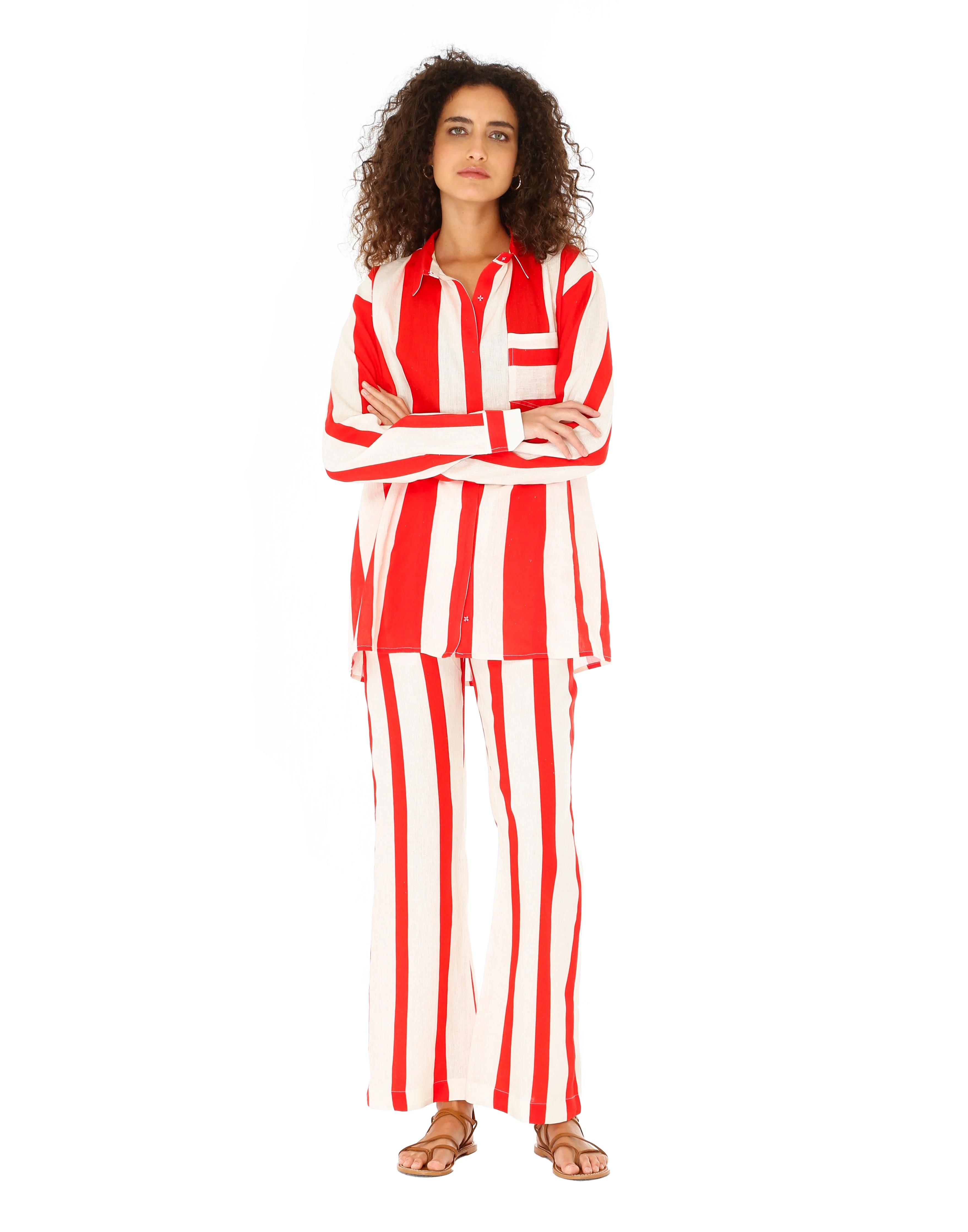 Red Striped Linen Pants - Image 3