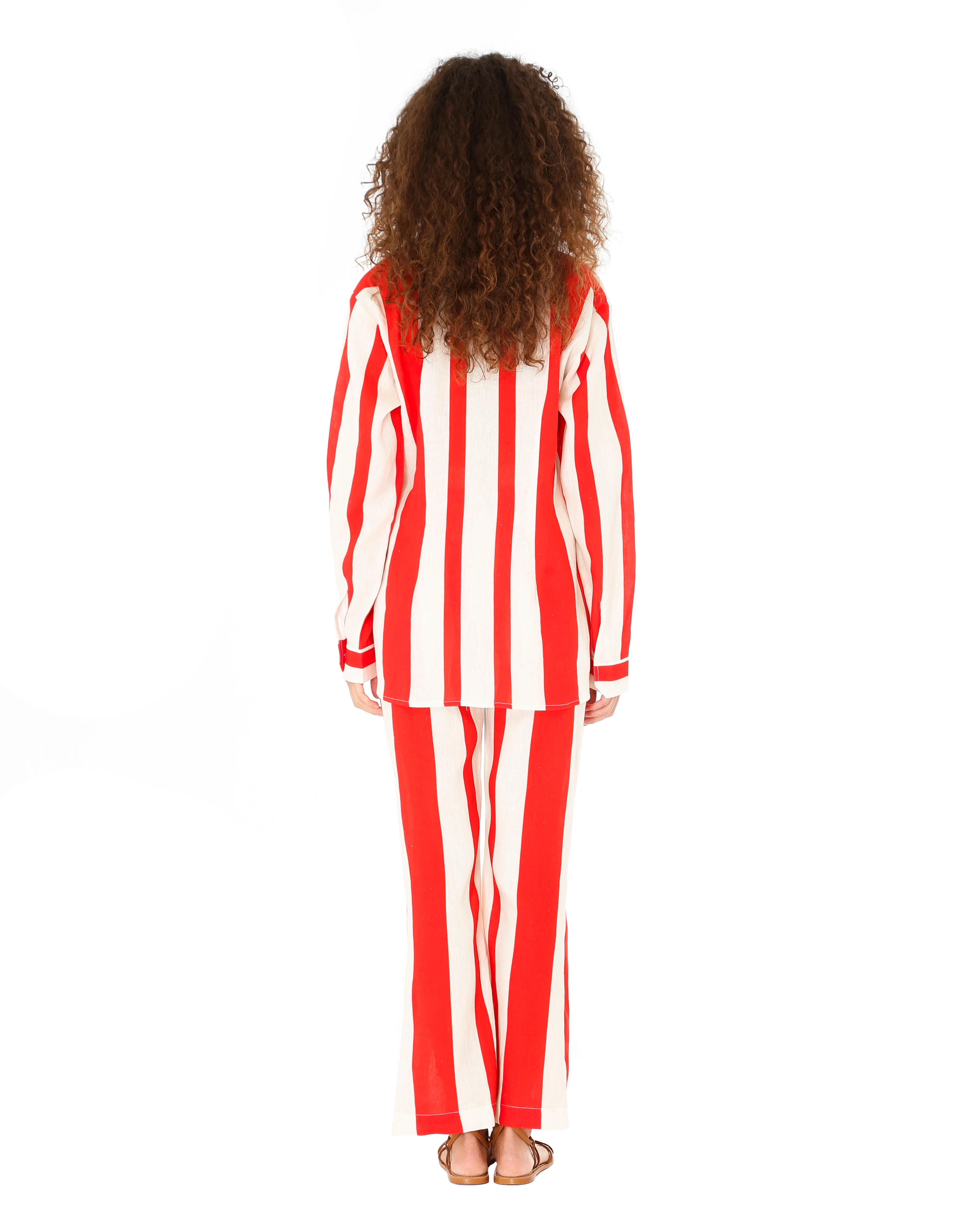 Red Striped Linen Shirt - Image 2