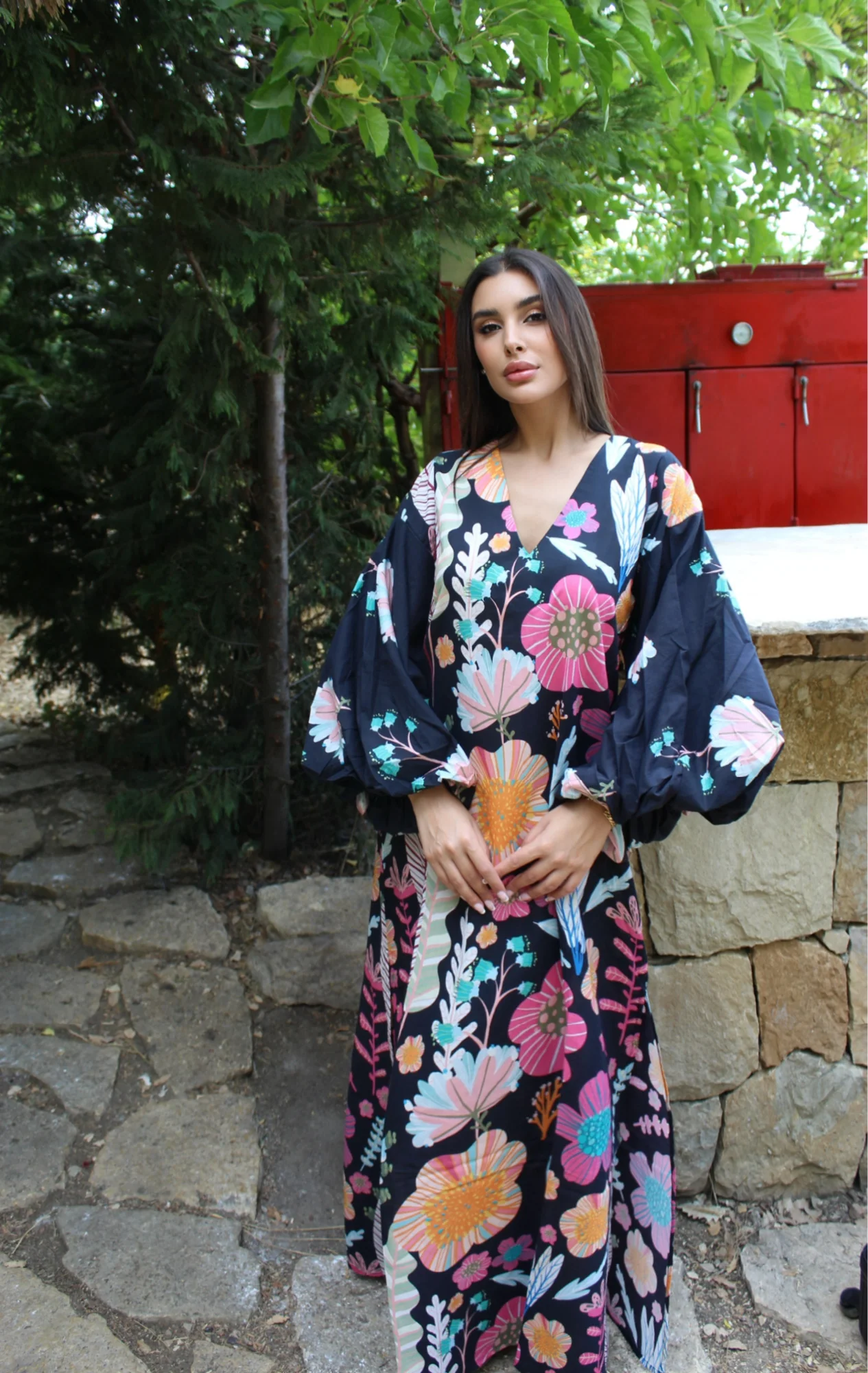 Safiya Black Cotton Kaftan - Image 2