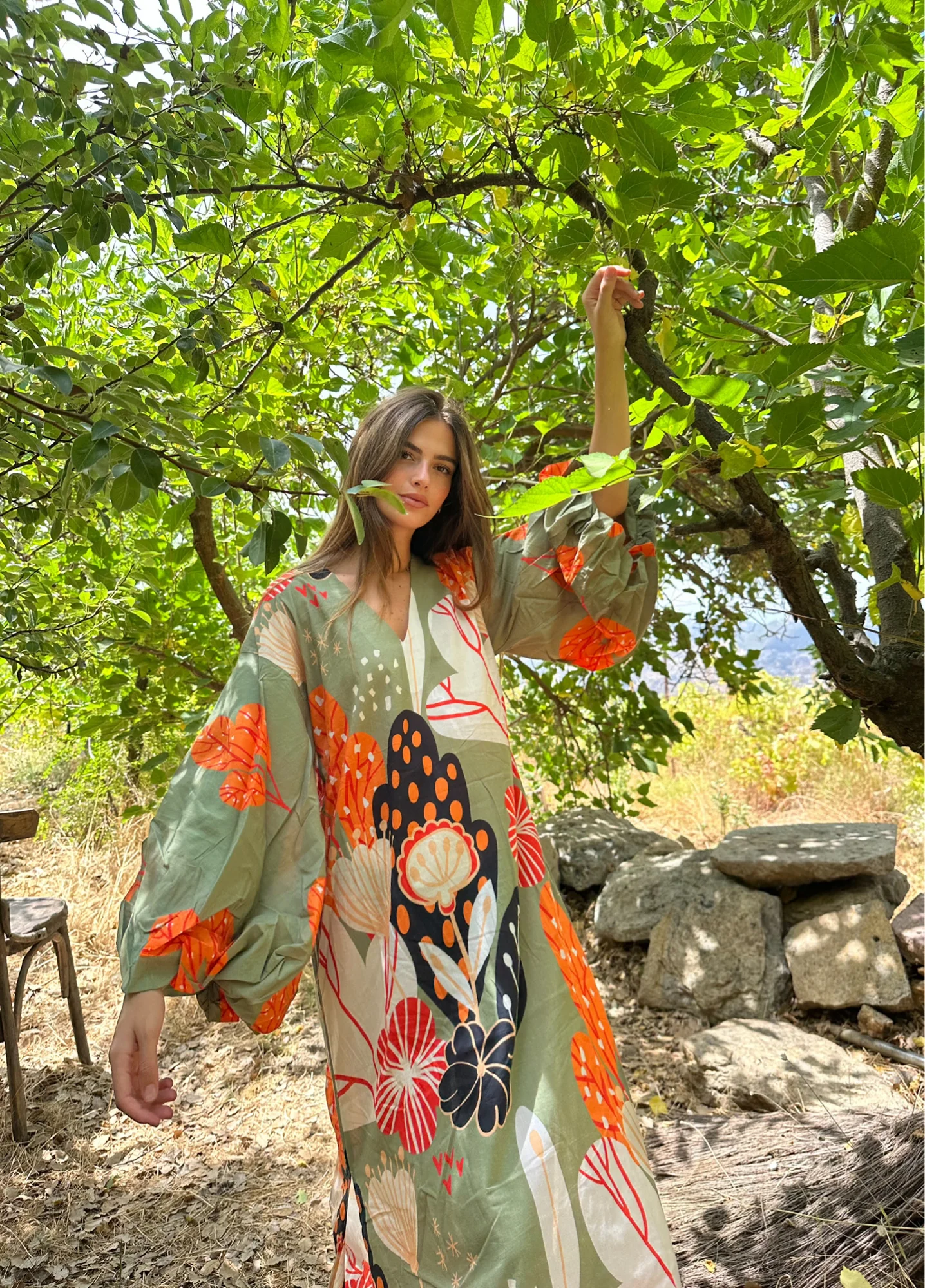 Safiya Khakhi Cotton Kaftan - Image 3