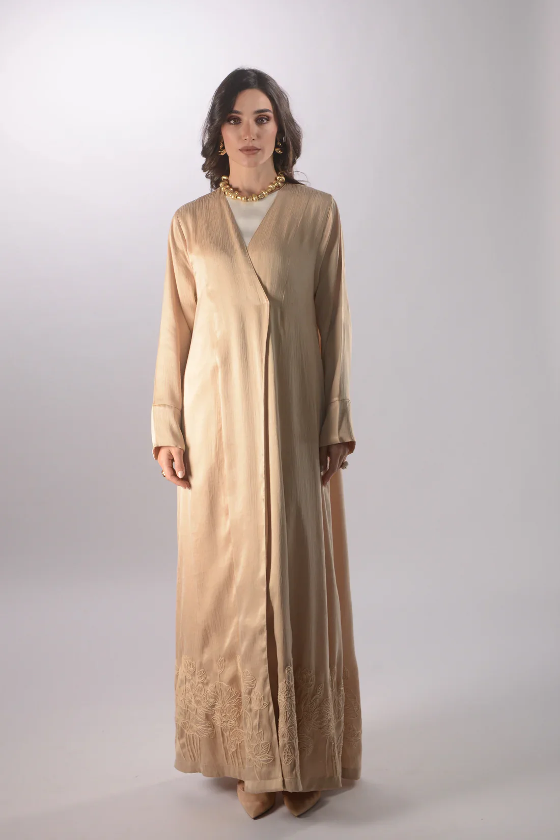 Sayuri Beige Silk Abaya