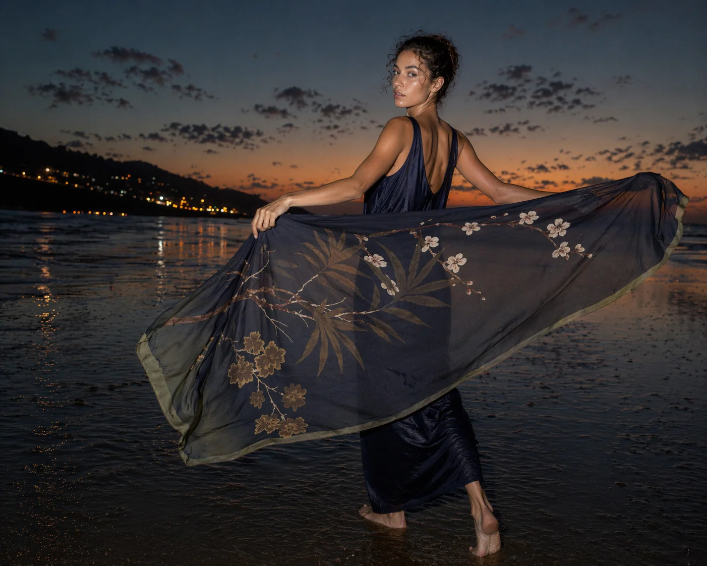 "She Thought in Ink" Abaya | Navy and Cocoa - Image 10