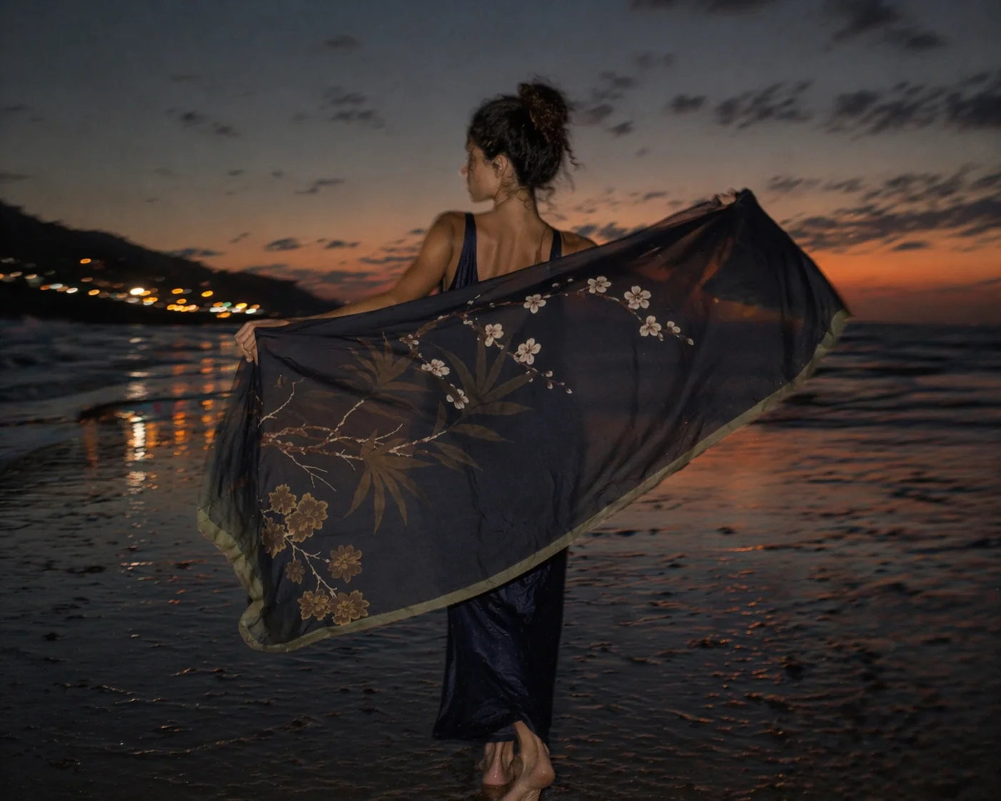 "She Thought in Ink" Abaya | Navy and Cocoa - Image 11