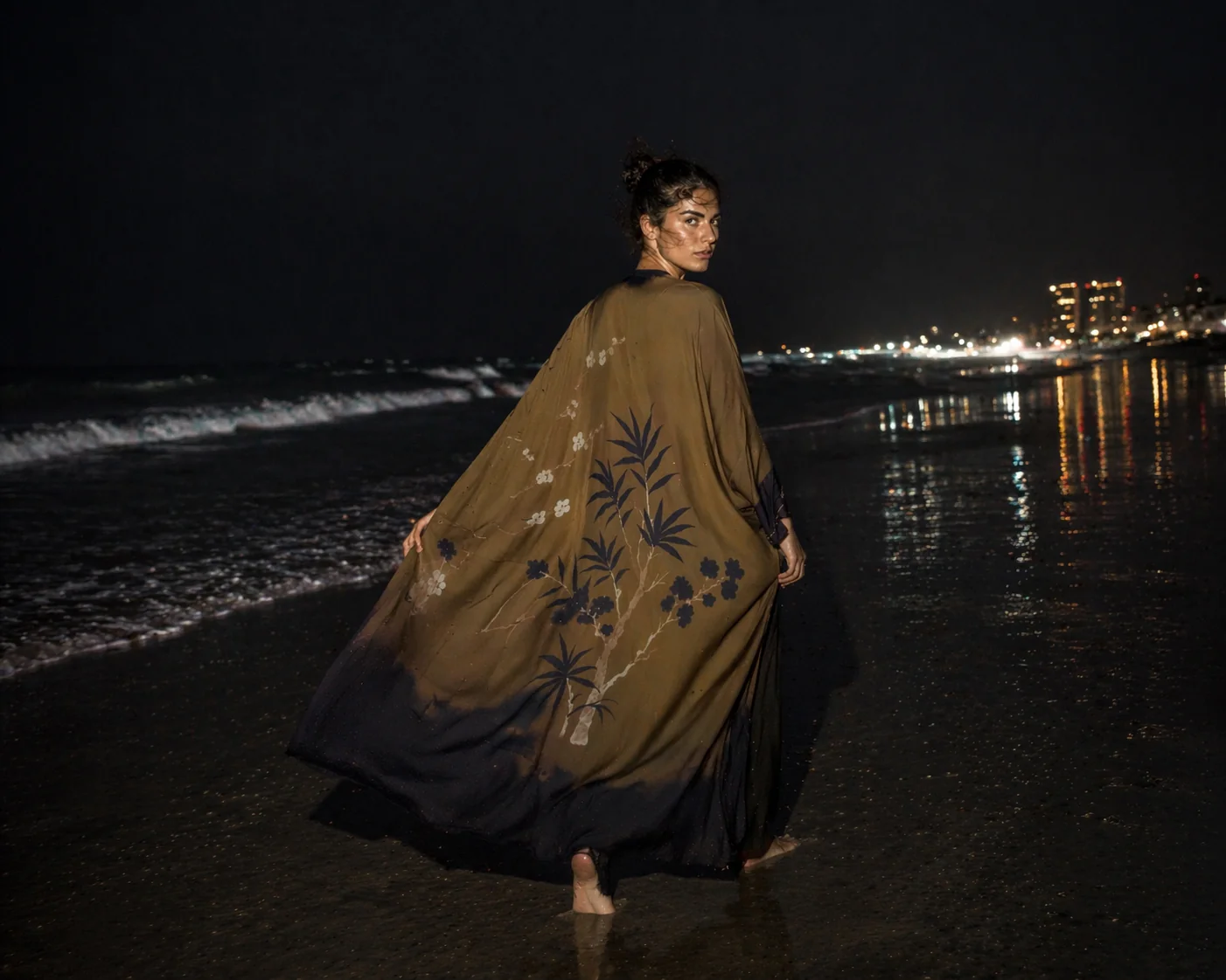 "She Thought in Ink" Abaya | Navy and Cocoa - Image 12