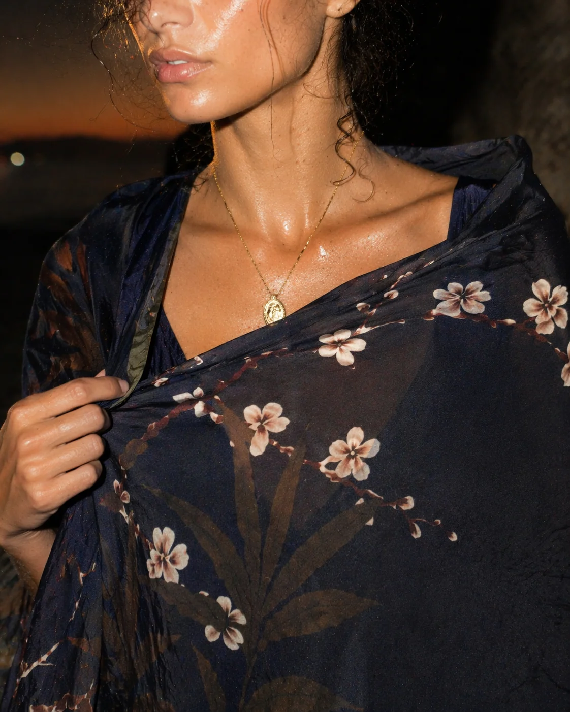 "She Thought in Ink" Abaya | Navy and Cocoa - Image 5