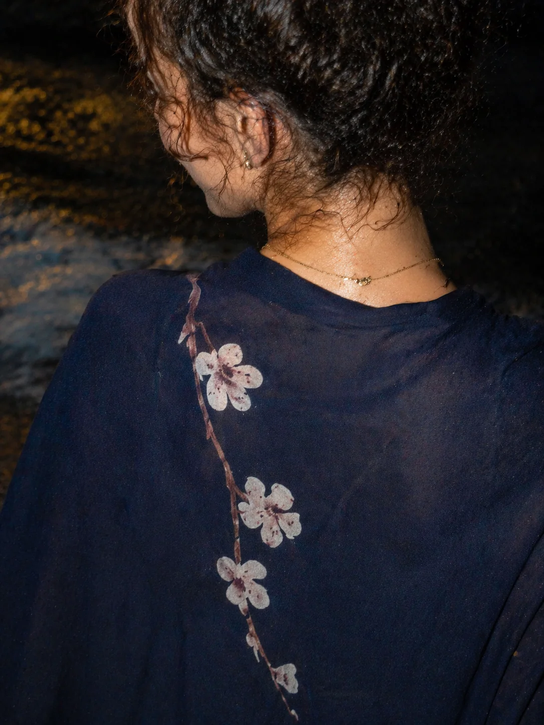 "She Thought in Ink" Abaya | Navy and Cocoa - Image 6
