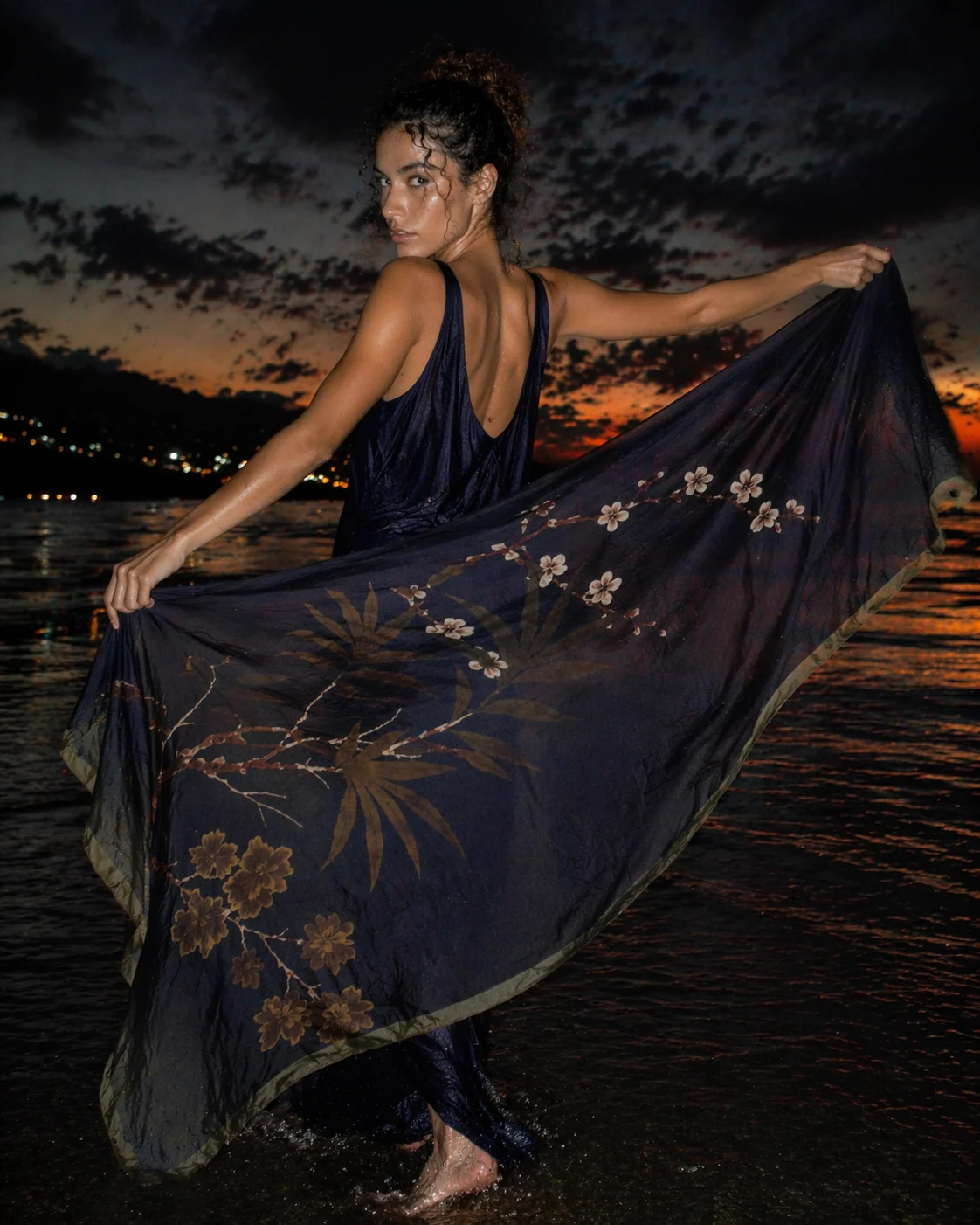 "She Thought in Ink" Abaya | Navy and Cocoa - Image 7