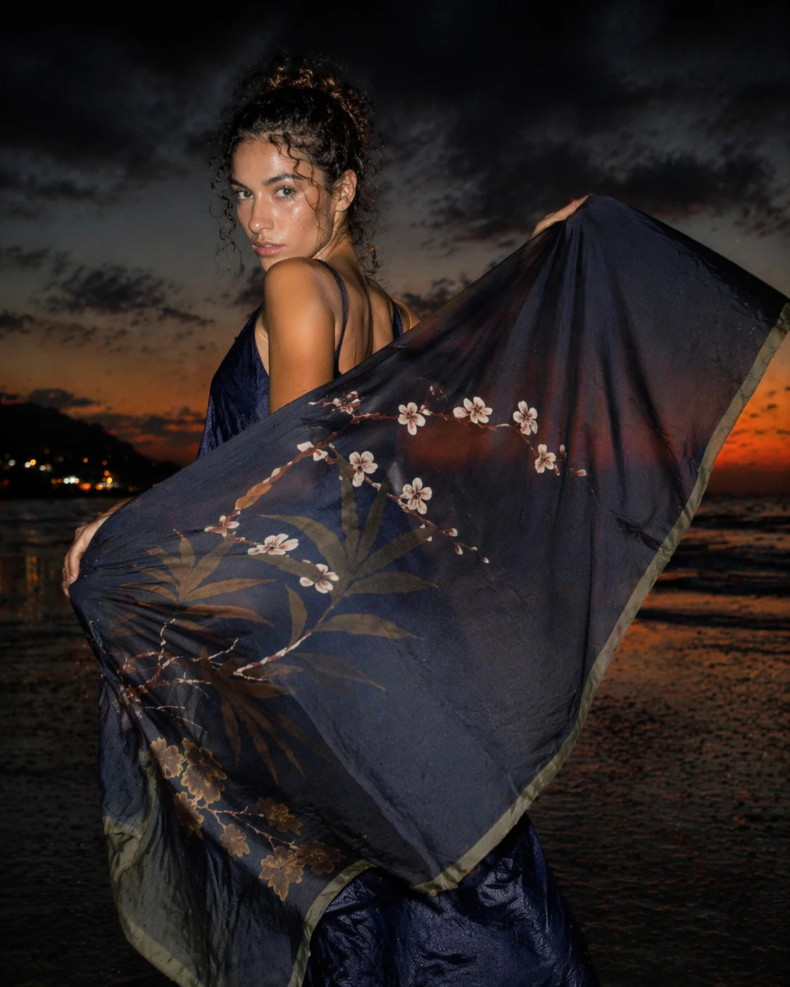 "She Thought in Ink" Abaya | Navy and Cocoa - Image 8