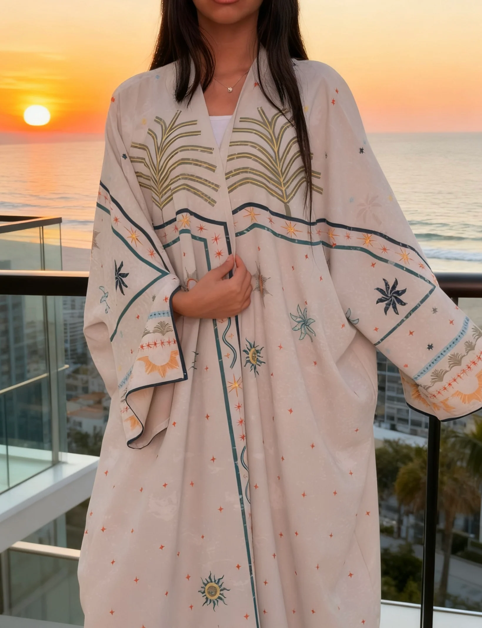"She's Been Through Suns" Abaya | Ice Grey - Image 3