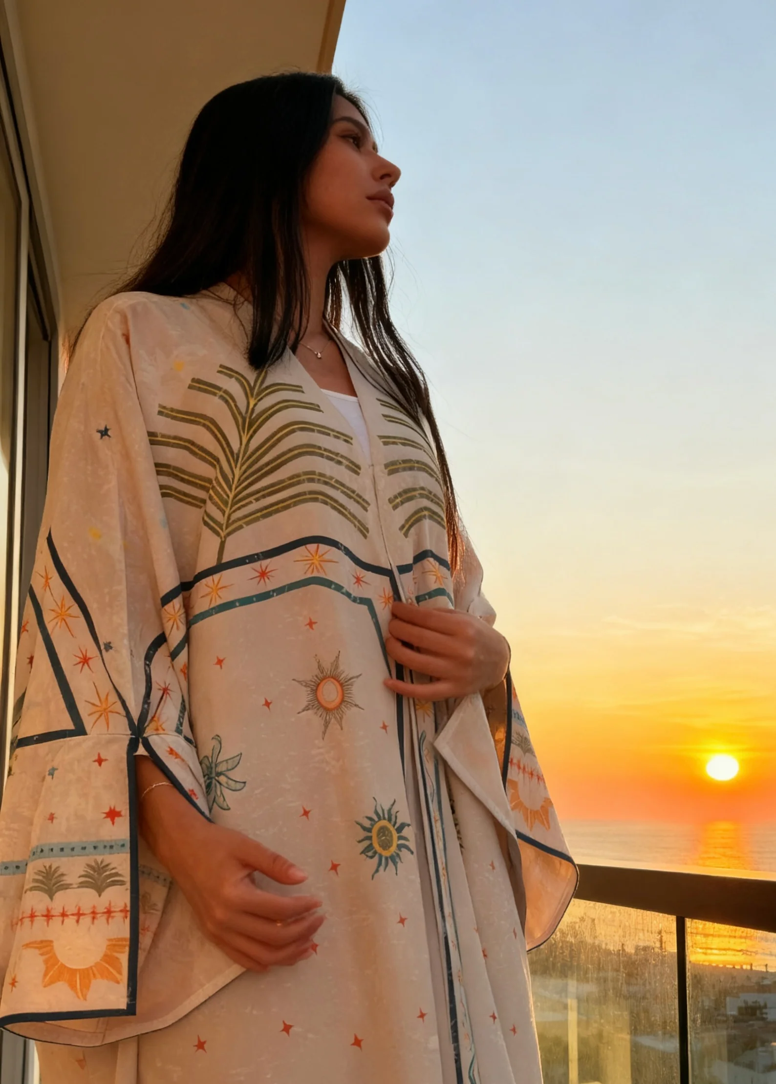 "She's Been Through Suns" Abaya | Ice Grey - Image 4