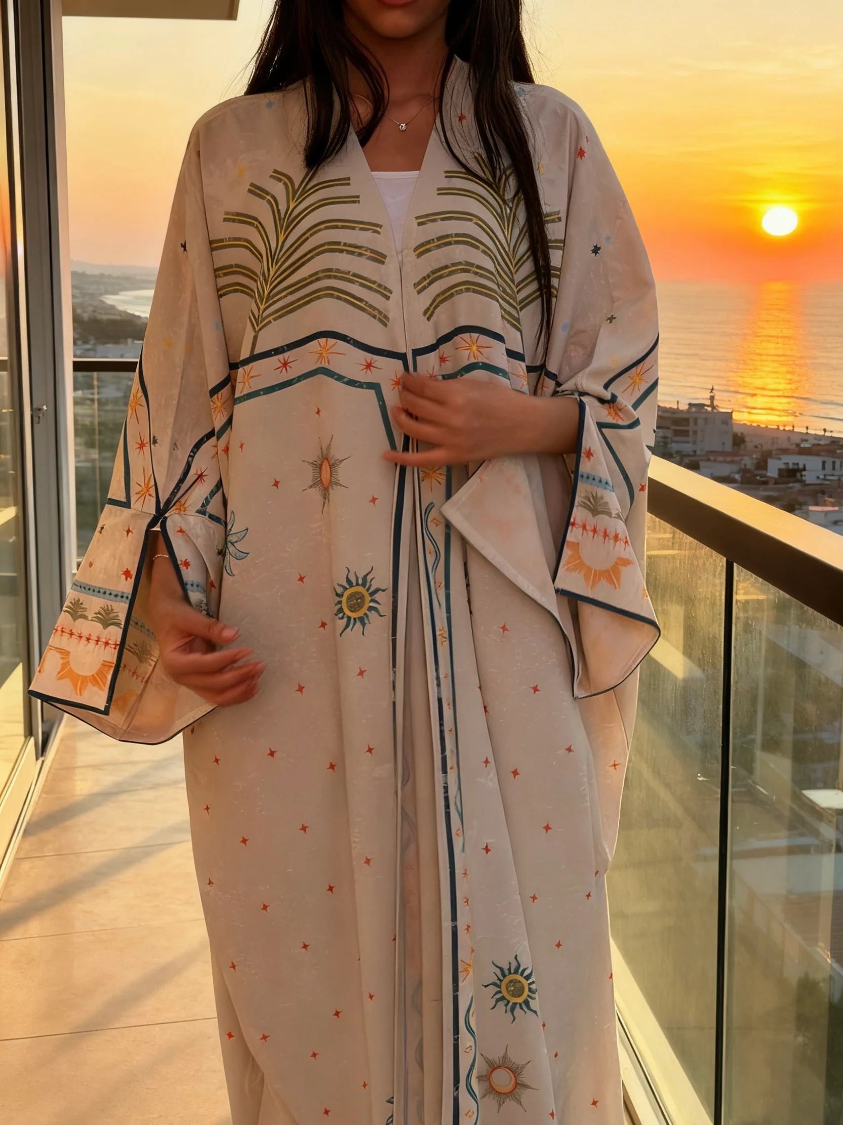 "She's Been Through Suns" Abaya | Ice Grey - Image 5