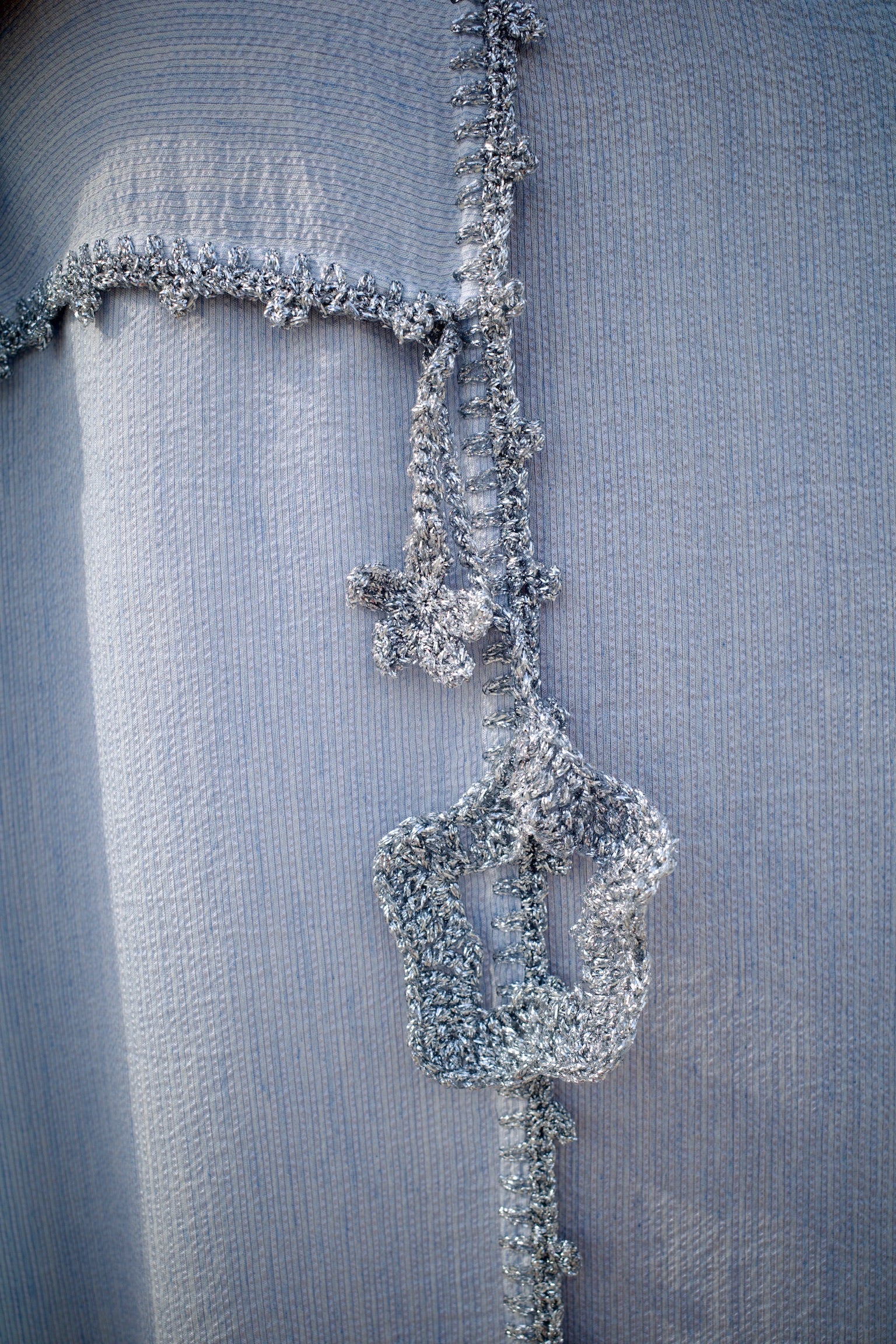Silk Light Blue Abaya Set with Inner Dress - Image 5