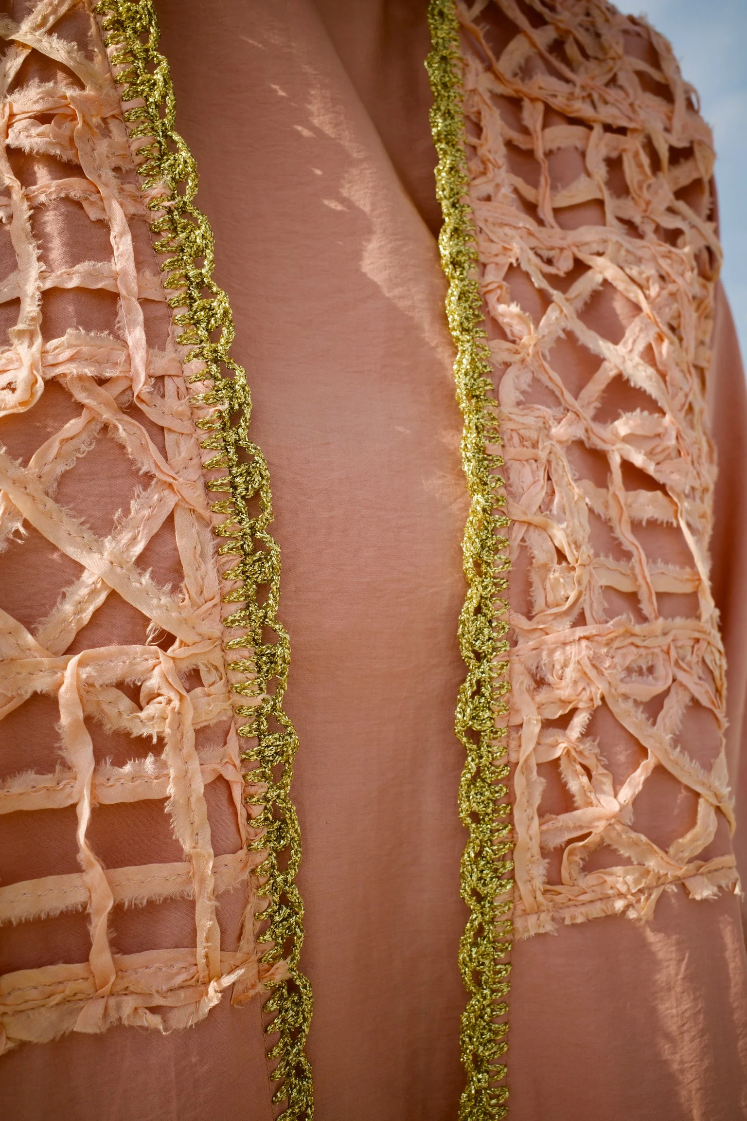 Silk Salmon Abaya Set with Inner Dress - Image 5