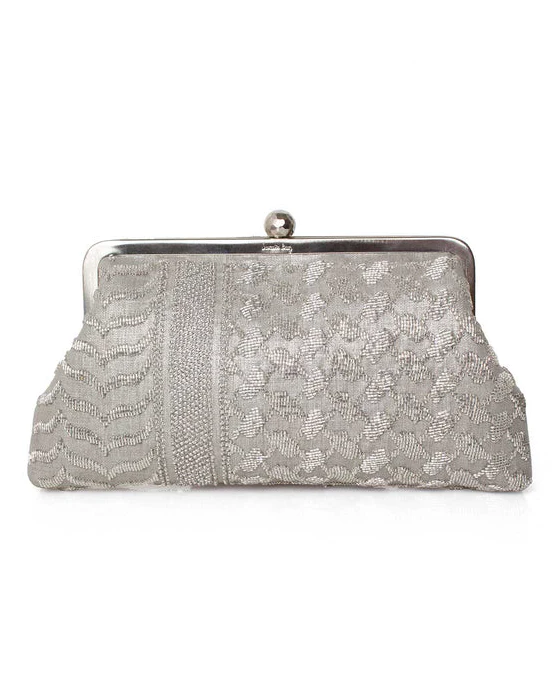 Silver Classic Keffiyeh Clutch