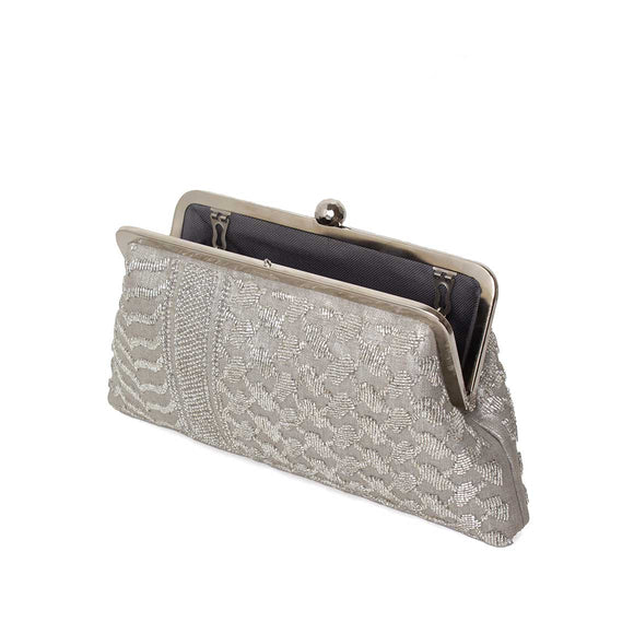 Silver Classic Keffiyeh Clutch - Image 4