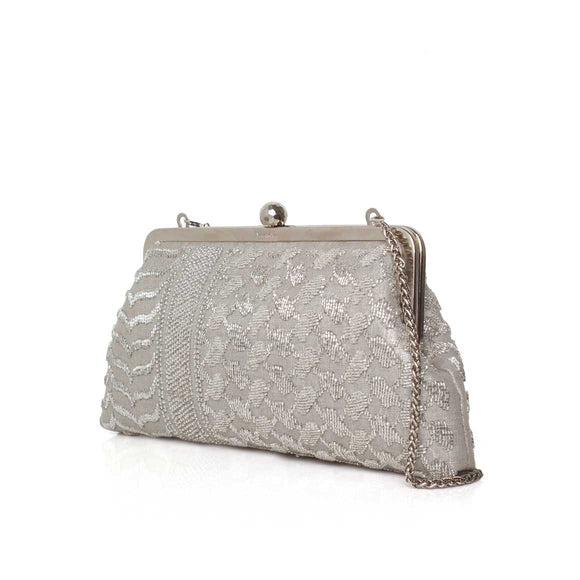 Silver Classic Keffiyeh Clutch - Image 5