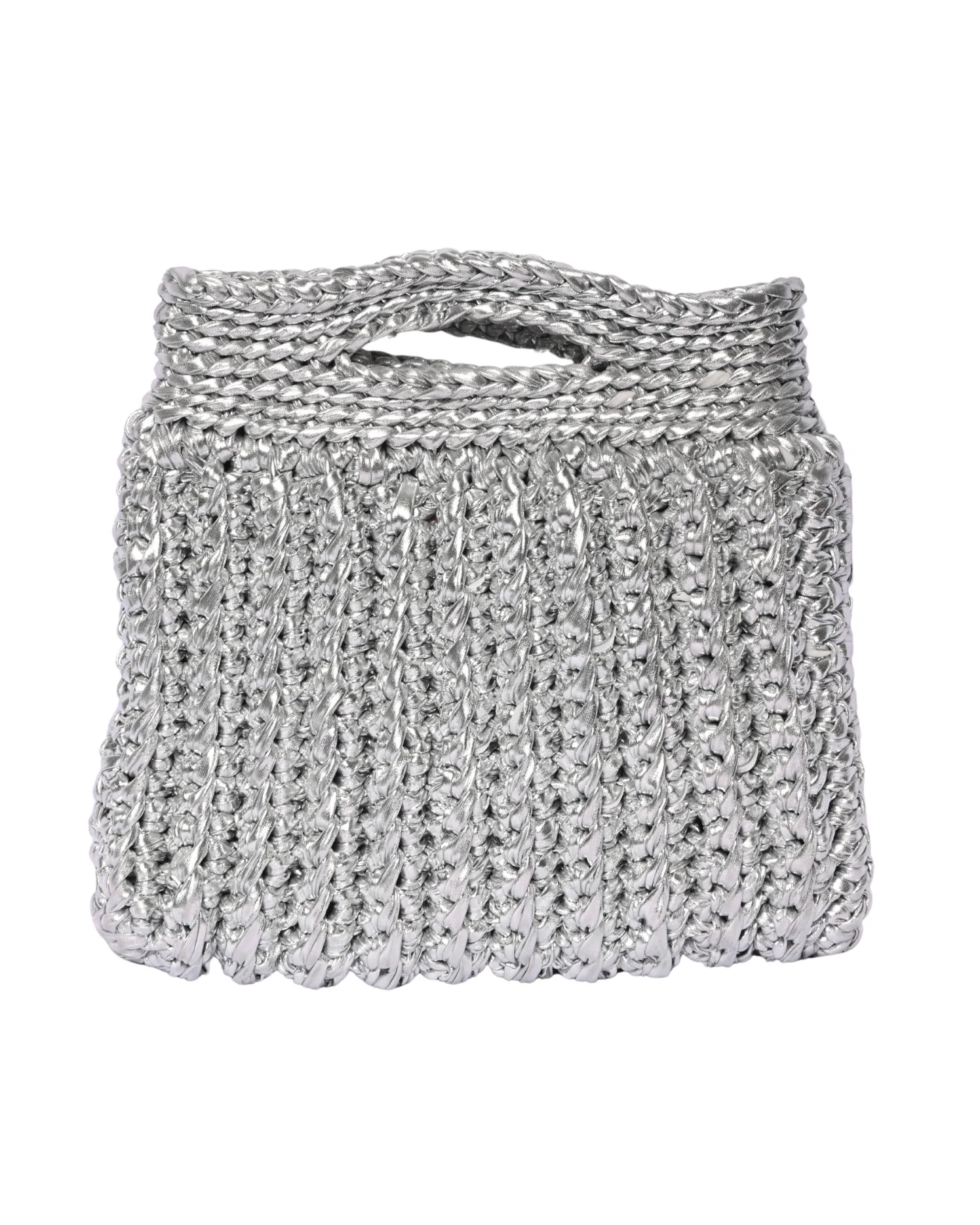 Silver Crochet Tote Bag
