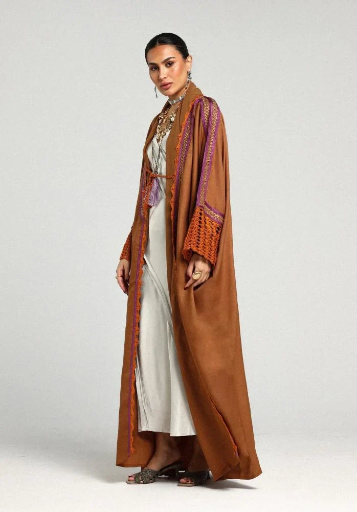 Spicy Sunset Linen Abaya - Image 3