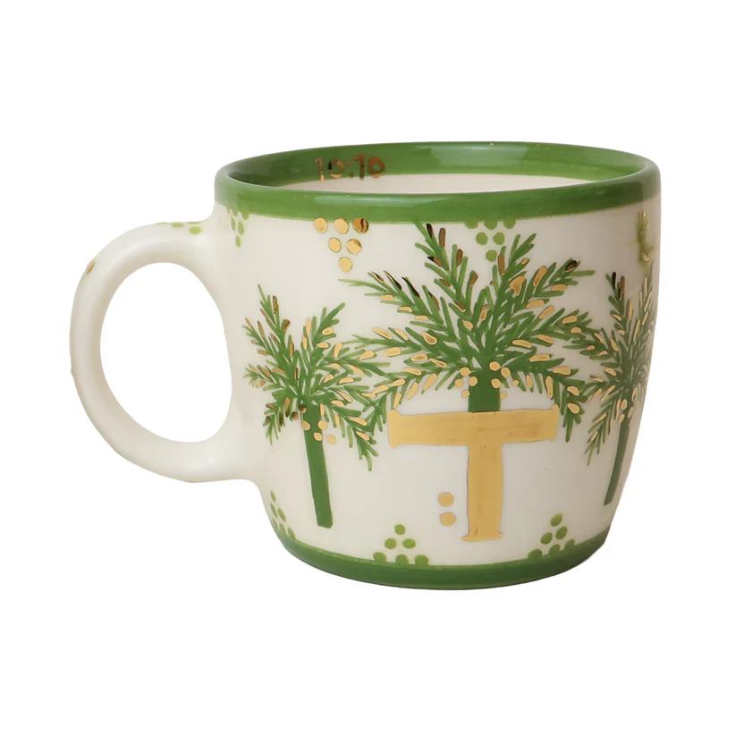 T Alphabet Palm Tree Ceramic Mug