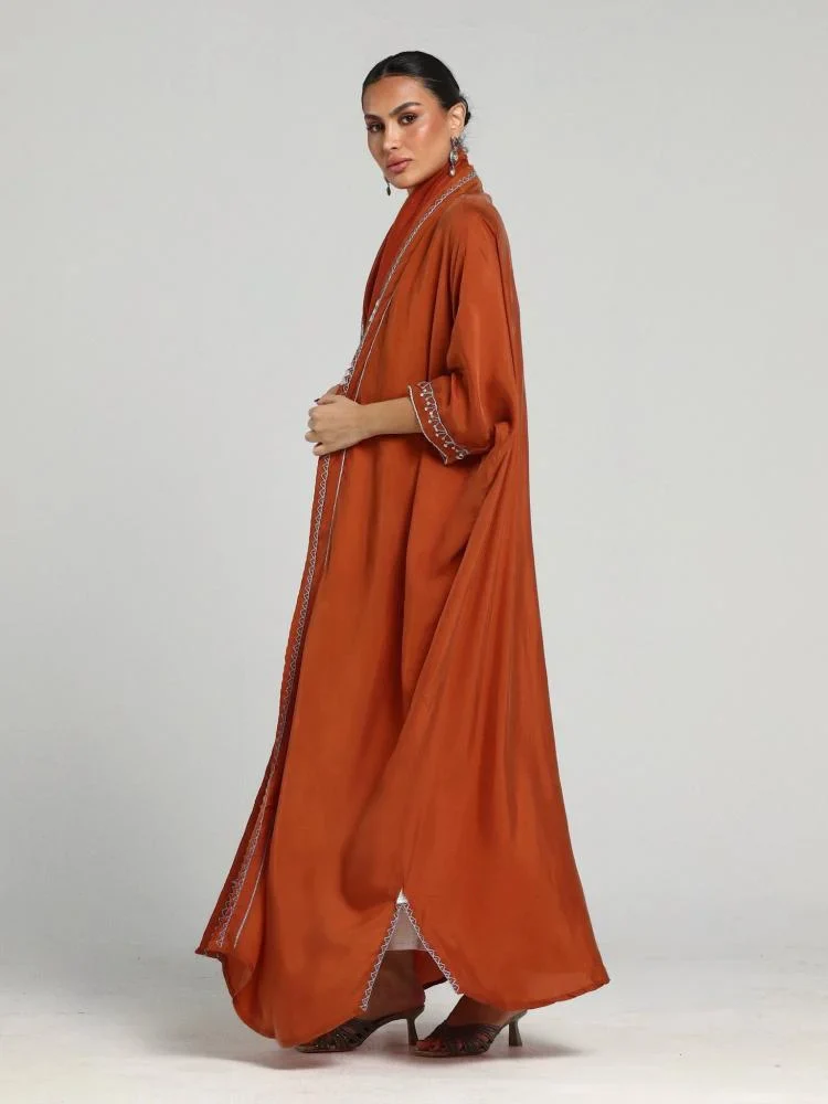 Terracotta Washed Silk Abaya - Image 4