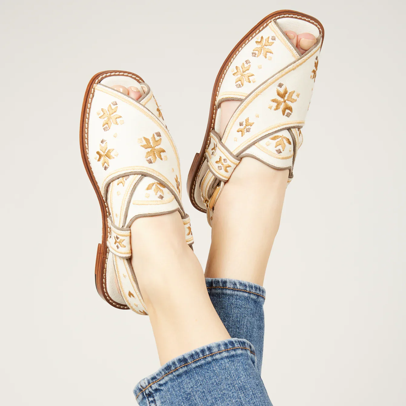 The White & Gold Swati Sandals - Image 5