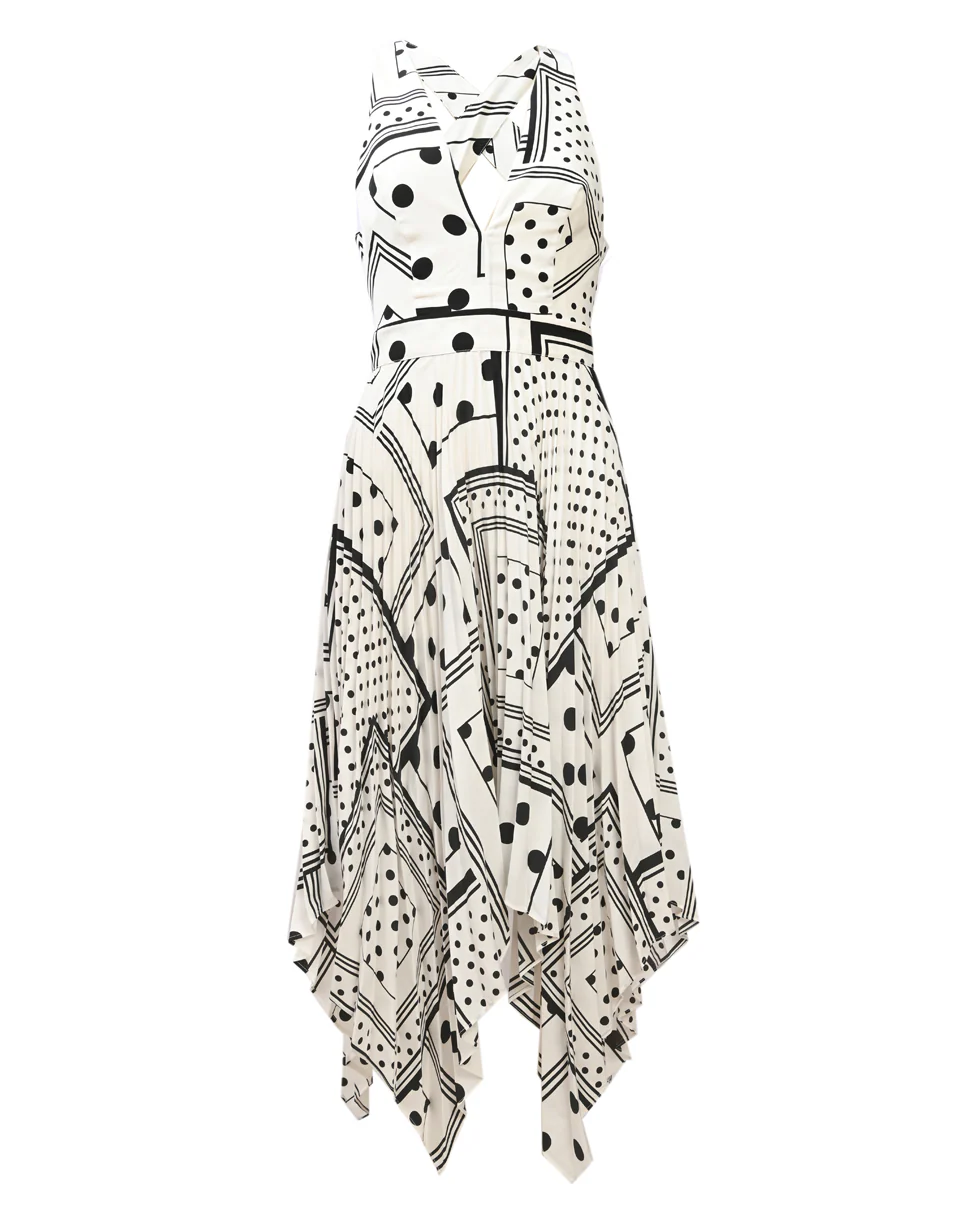 Topshop Black & White Geometric Polka Dot Midi Dress
