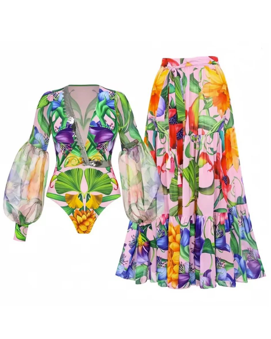 Tropical Bloom Swimsuit Set