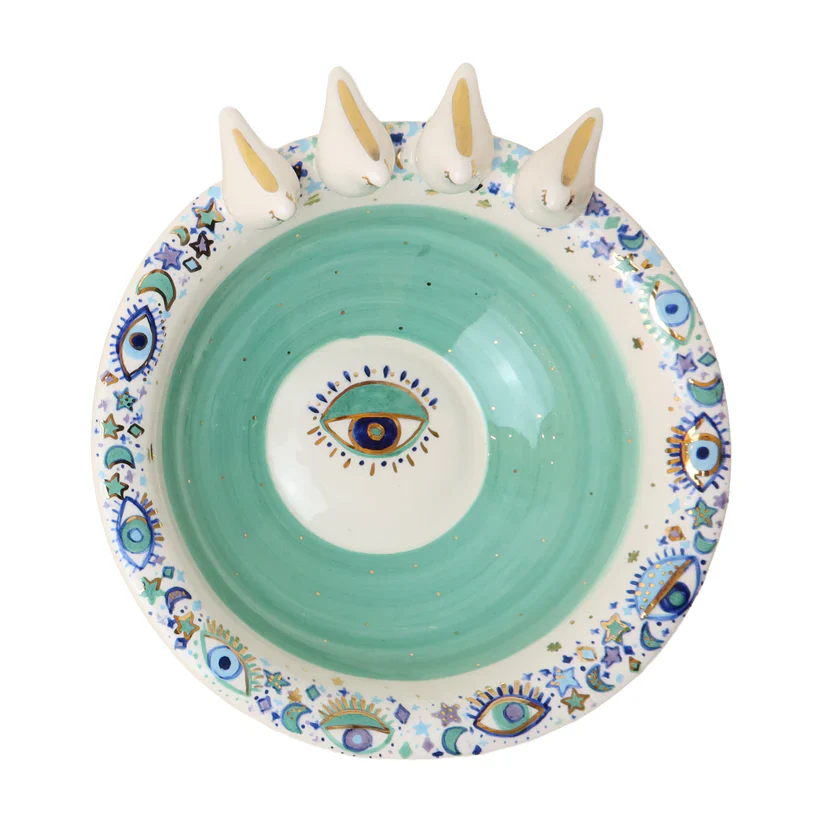 Turquoise 3D Bird Ceramic Bowl | Large