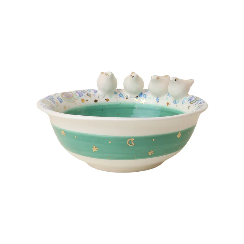 Turquoise 3D Bird Ceramic Bowl | Large - Image 2