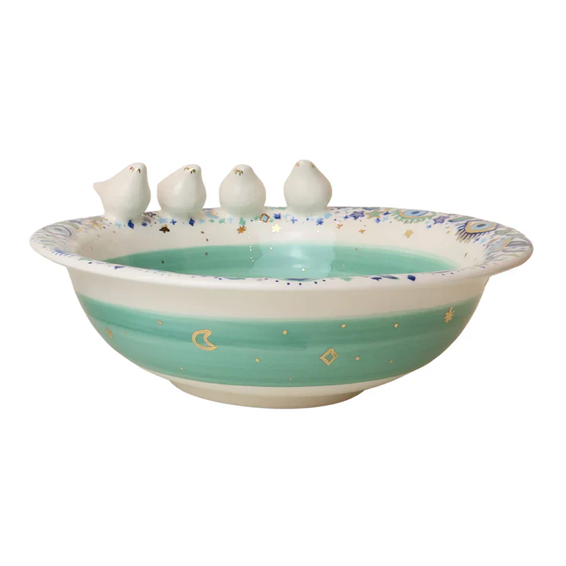 Turquoise 3D Bird Ceramic Bowl | Large - Image 3