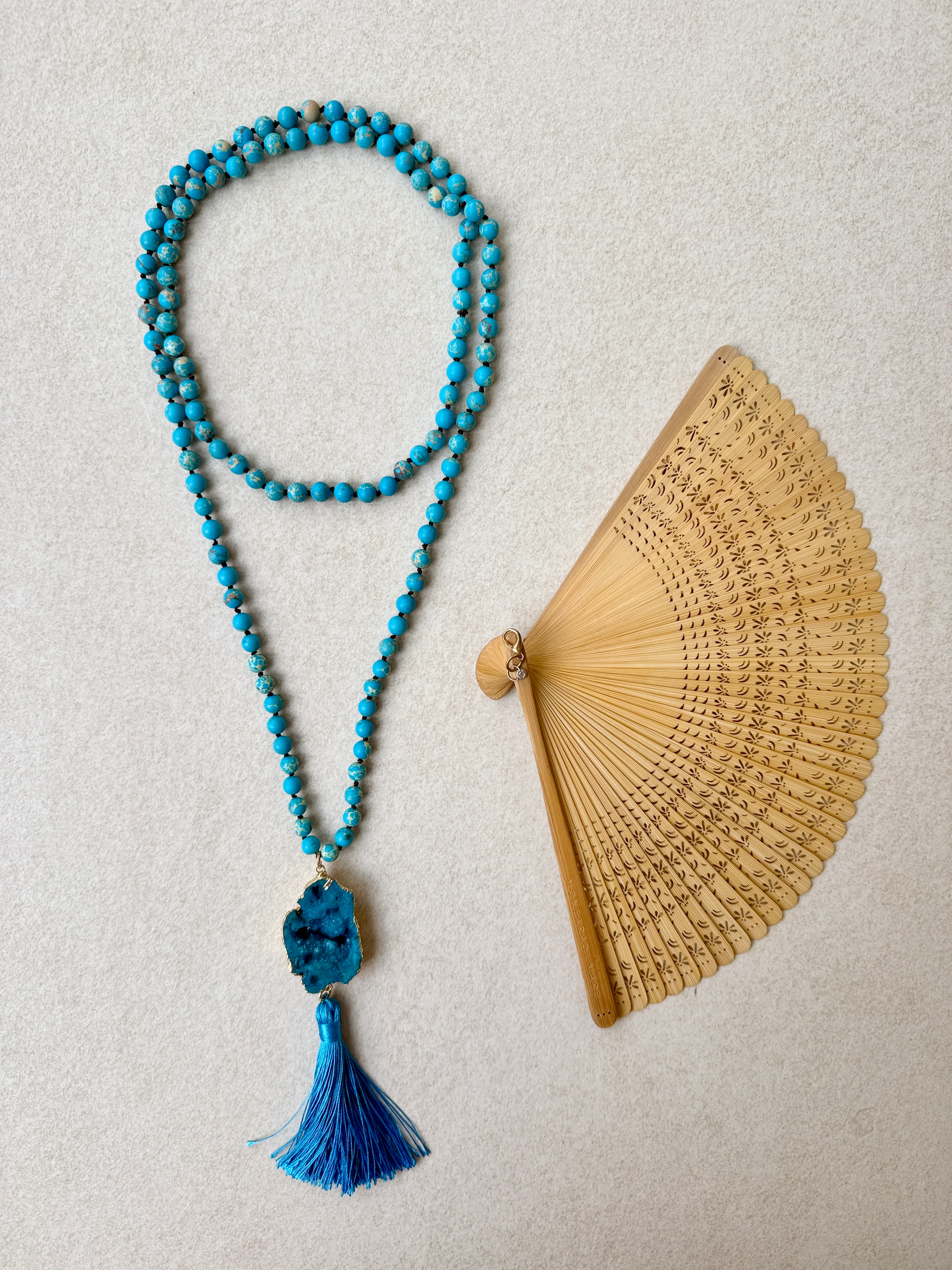 Turquoise Bamboo Fantastique Fan - Image 4