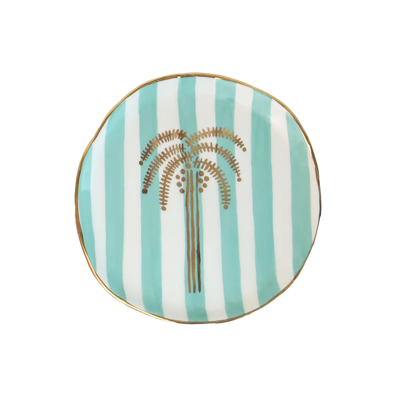 Turquoise Cross Line Palm Tree Plate