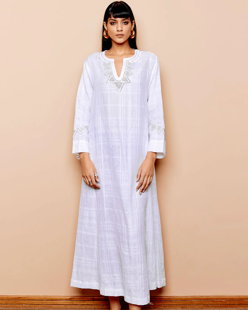 White Amal Heaven Dress - Silver Embellishment