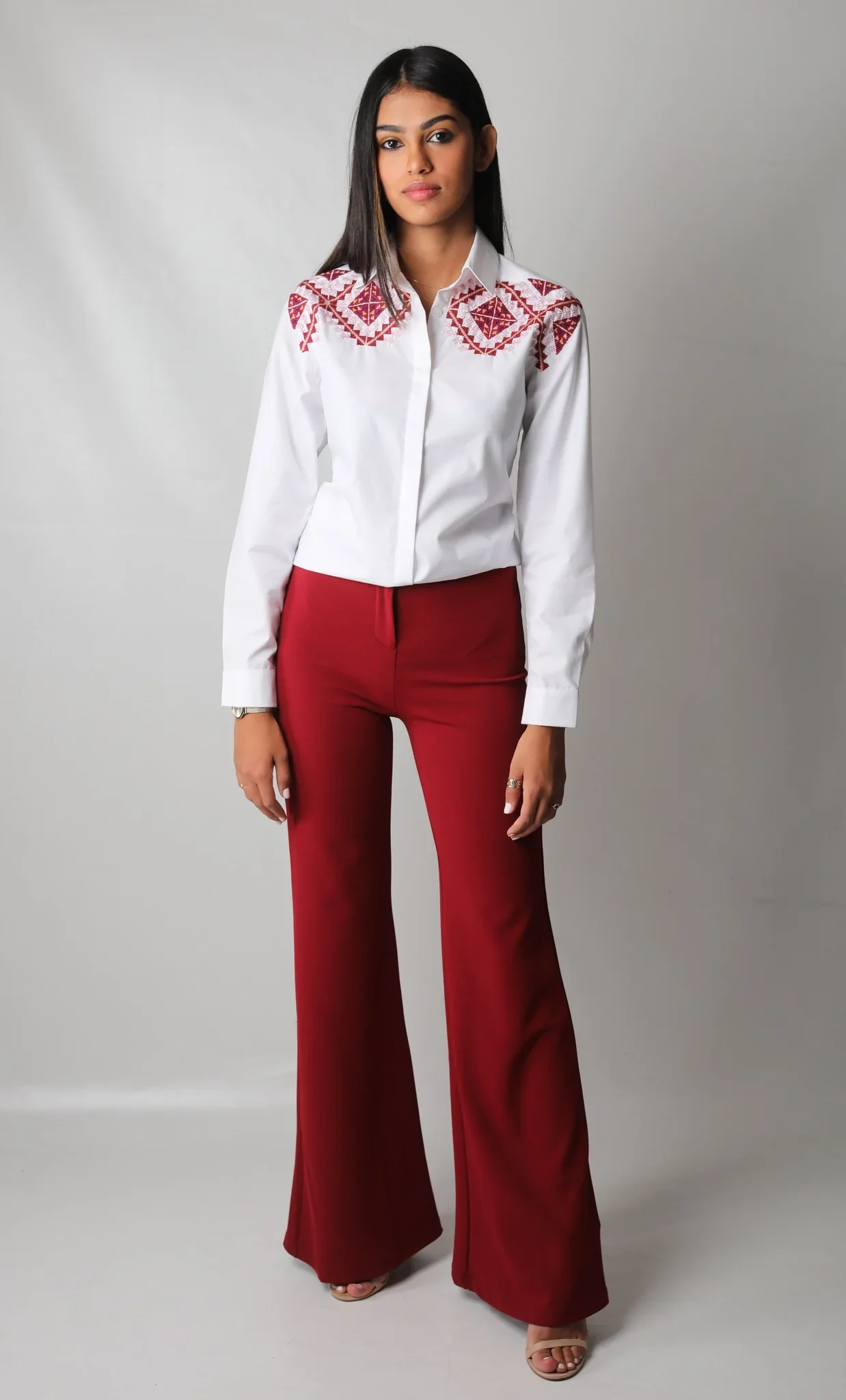 White Amulets Embroidered Shirt
