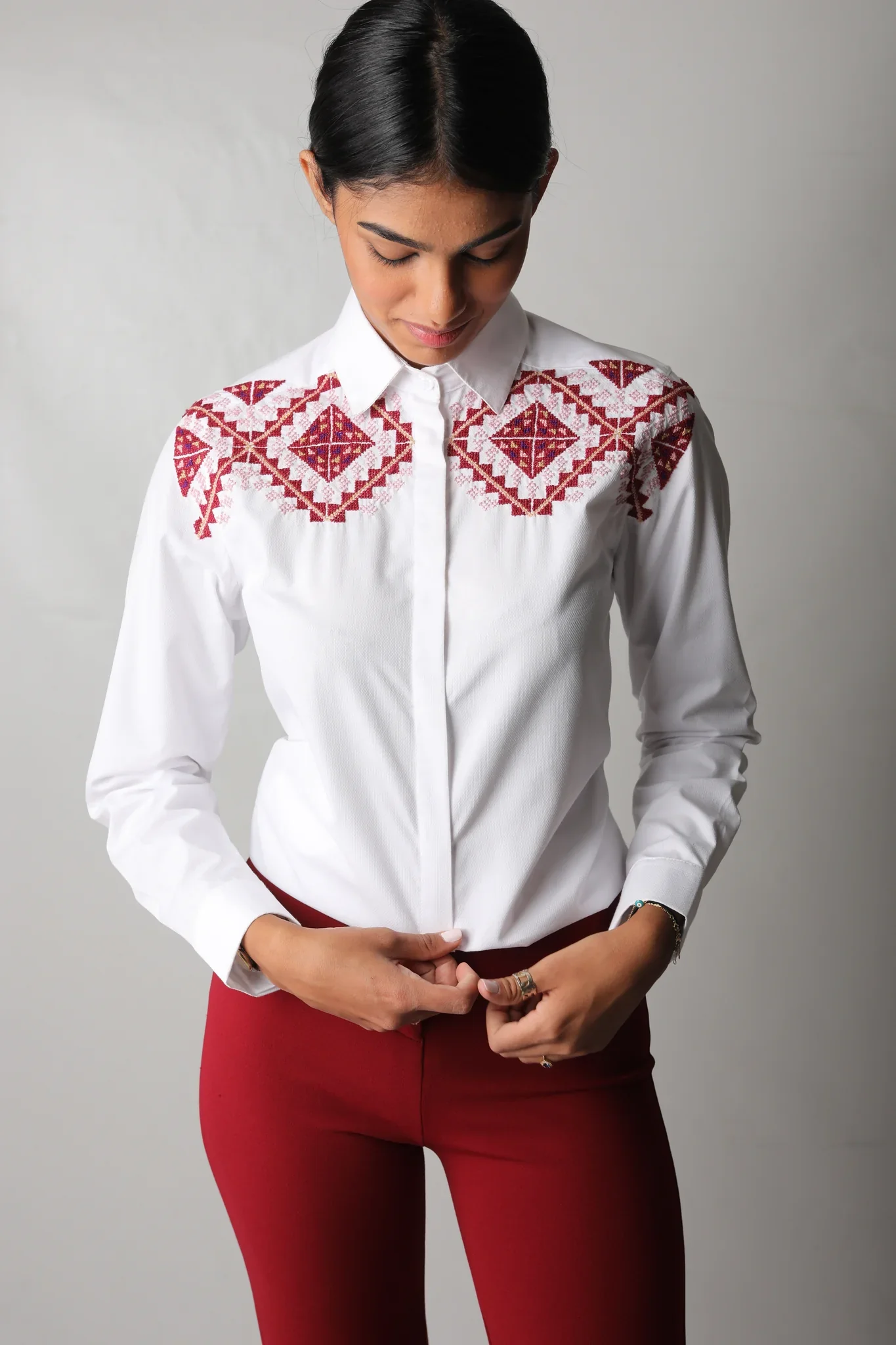White Amulets Embroidered Shirt - Image 3